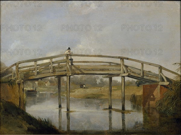 Landscape with a River and Bridge, c1830. Artist: Unknown.