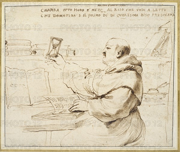 Caricature of Fra Bonaventura Bisi, 1655-1659. Artist: Guercino.