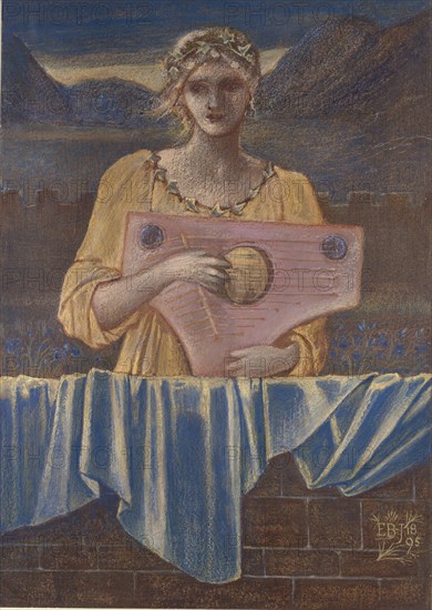 Study of a Woman with a Musical Instrument, 1895. Artist: Sir Edward Coley Burne-Jones.