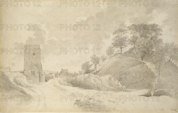 Oxford Castle and the Castle Mound, 27 May 1784. Artist: John Baptist Malchair.