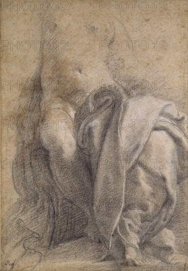 Seated semi-nude Female wearing Drapery, 1520-1540. Artist: Parmigianino.