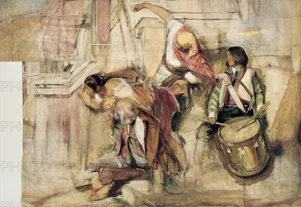 Study for the Proclamation of Don Carlos, 1834-1838. Artist: John Frederick Lewis.