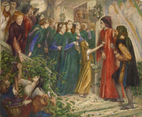 Beatrice at a marriage Feast denying her Salutation to Dante, 1851-1855. Artist: Dante Gabriel Rossetti.