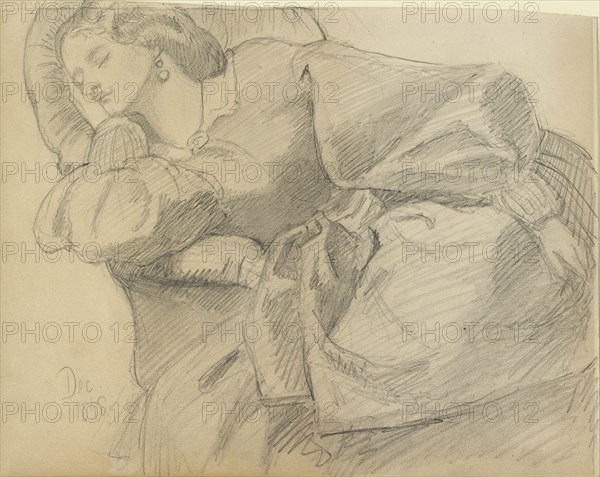 Ruth Herbert asleep, 1858. Artist: Dante Gabriel Rossetti.
