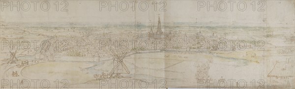 Panoramic View of s'Hertogenbosch (Den Haag) from an elevated Point to the South-West, c1545-50.. Artist: Anthonis van den Wyngaerde.