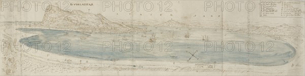Panoramic View over the Bay of Gibraltar, c1567. Artist: Anthonis van den Wyngaerde.