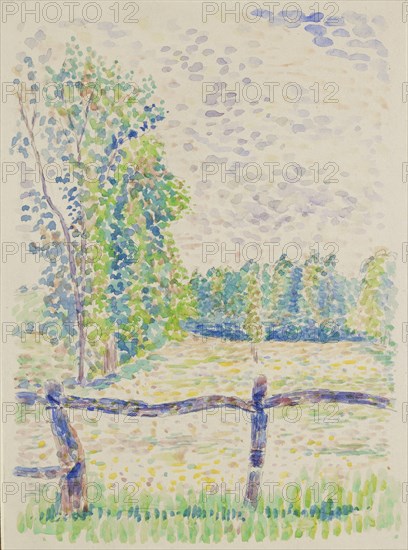 La Barriere, Eragny Meadows, c1886. Artist: Lucien Pissarro.