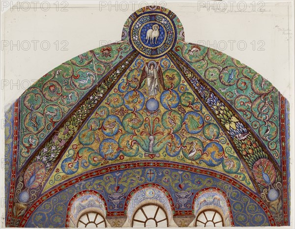 Drawing of Mosaics in the Vault of the Chancel of San Vitale, Ravenna, 1884. Artist: Thomas Matthews Rooke.