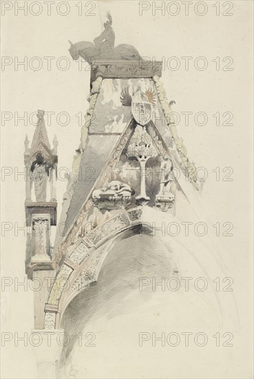 Study of the North Gable of the Tomb of Mastino II della Scala, Verona, probably June 1852. Artist: John Ruskin.