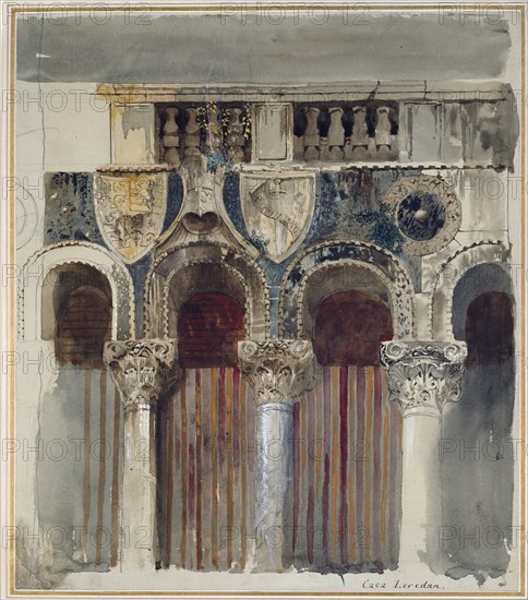 Study of the Marble Inlay on Front of the Casa Loredan, Venice, September-October 1845. Artist: John Ruskin.