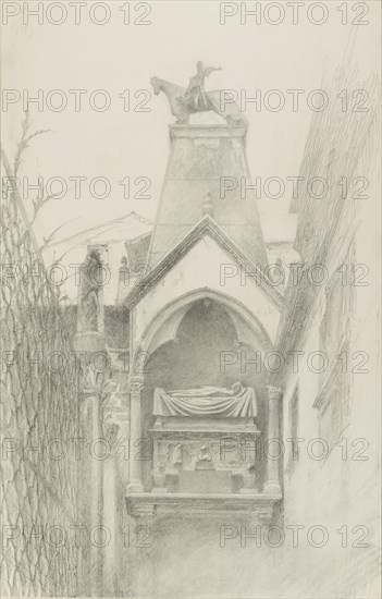 Study of the Tomb of Can Grande della Scala at Verona, May-August 1869. Artist: John Ruskin.