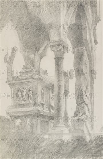 Study of the Tomb of Mastino II della Scala at Verona, c1869.   Artist: John Ruskin.