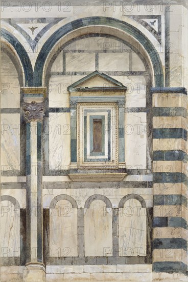 The Baptistery, Florence: Study of the upper Part of the right-hand Compartment on the south-west Fa Artist: John Ruskin.