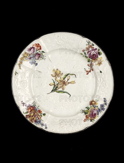 Plate, with flowers (daffodil centre), 1755-1760. Artist: Unknown.