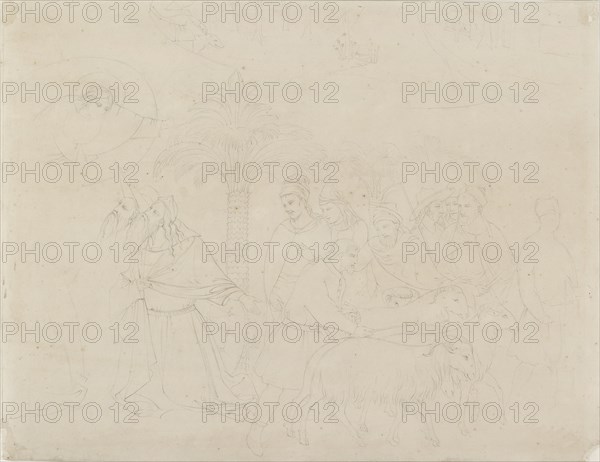 Pencil Outline of a Part of the Fresco of 'The Friends of Job', 1845. Artist: John Ruskin.