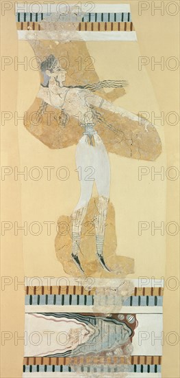 Fresco fragment, Late Minoan I Period, c1700-c1450BC. Artist: Unknown.