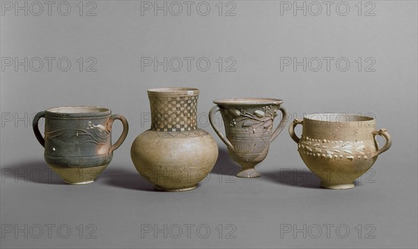 Barbotine cups and small jar, Meroitic Period, c400BC-c 400. Artist: Unknown.