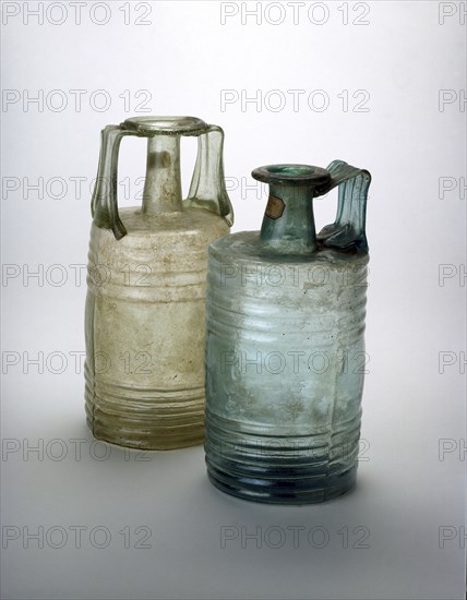 Barrel-shaped glass bottles made by Frontinus, Amiens, 4th Century. Artist: Frontinus.