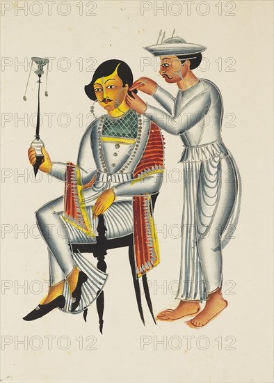 Young Bengali having his ears pierced, c1845. Artist: Unknown.