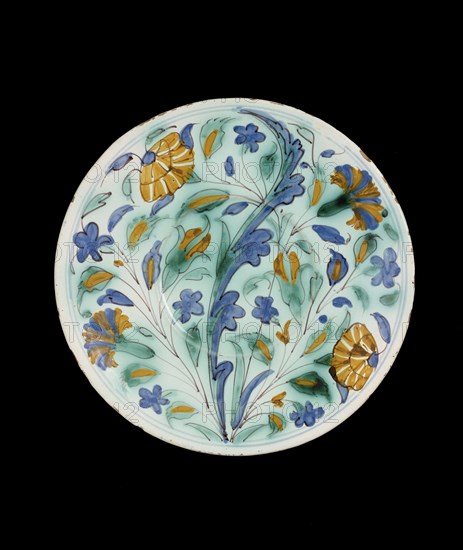 Plate imitating Turkish (Iznik) pottery, c1600-1650. Artist: Unknown.