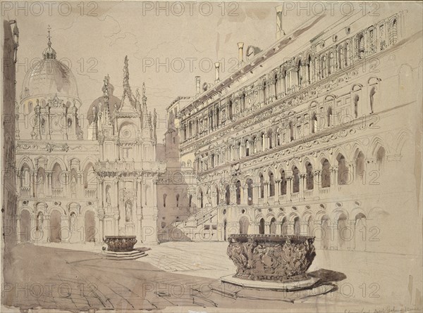 The Court of the Ducal Palace, Venice, May 1841. Artist: John Ruskin.