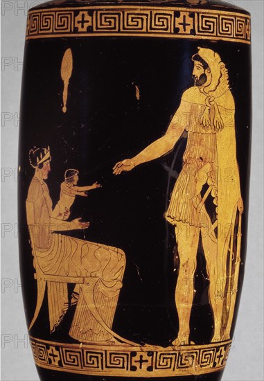 Attic red-figure lekythos with image of Heracles, Dianeira and Hyllos, 5th century BC. Artist: Villa Giulia Painter.