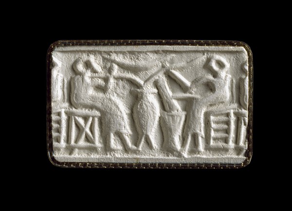 Cylinder Seal (Early Dynastic 'Human Activity' Scenes), ED II, 2750-2600 BC Artist: Unknown.