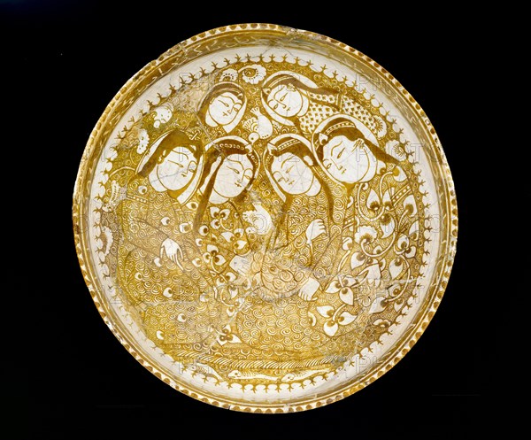 Bowl with seated figures by a stream, 1211. Artist: Unknown.