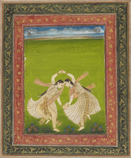 Pair of girls playing phugadi, 18th century. Artist: Unknown.