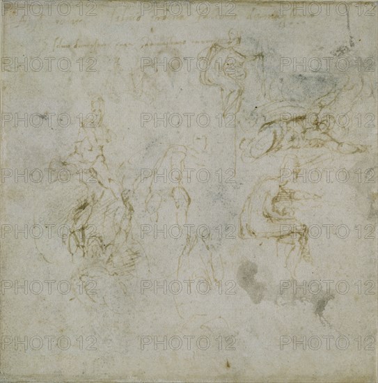 Recto: Eight Figure Studies. Verso: Figure Study, c1490-1560. Artist: Michelangelo Buonarroti.