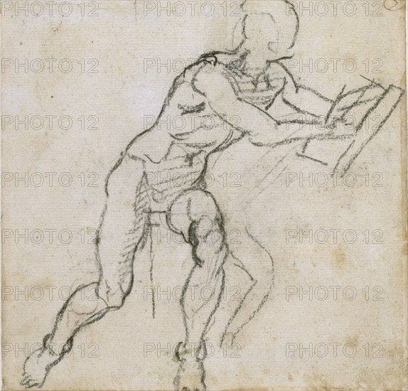 A Nude seated Man, c1490-1560. Artist: Michelangelo Buonarroti.