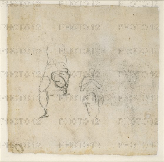 Two very slight sketches of seated Figures, c1490-1560. Artist: Michelangelo Buonarroti.