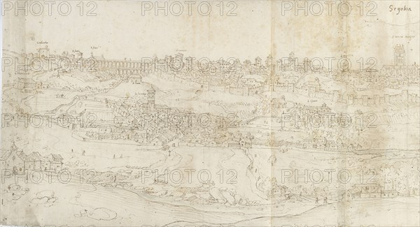 Panoramic View of Segovia from the East, c1560-1570. Artist: Anthonis van den Wyngaerde.