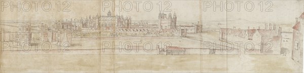 Hampton Court Palace from the North, c1550-1560. Artist: Anthonis van den Wyngaerde.