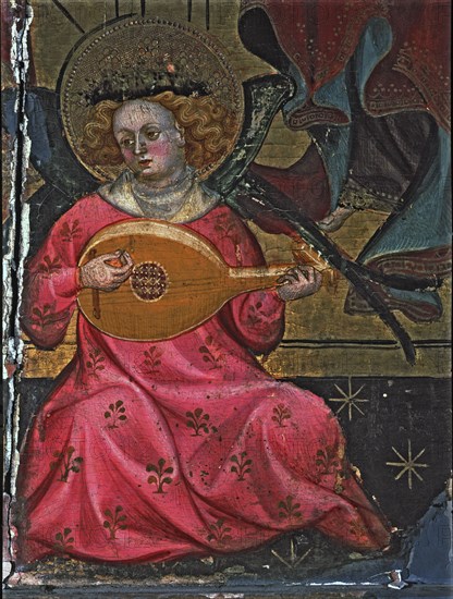 Altarpiece of Santa Maria of Santes Creus, detail of an angel musician.