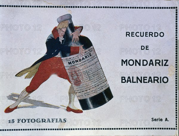 Advertisement of the Mondariz Spa (Galicia) on the cover of the photo album of the Spa.