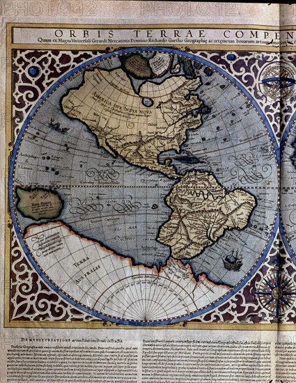 Atlas of Gerardus Mercator', 1595, map of the Americas and part of Antarctica.