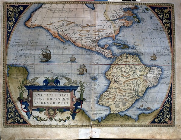 'Theatrum Orbis Terrarum' by Abraham Ortelius, Antwerp, 1574, map of the Americas.