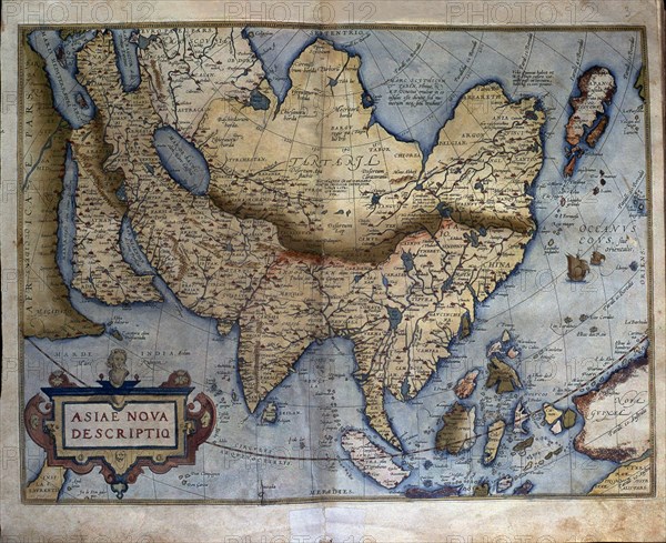 'Theatrum Orbis Terrarum' by Abraham Ortelius, Antwerp, 1574, map of the Asian continent.