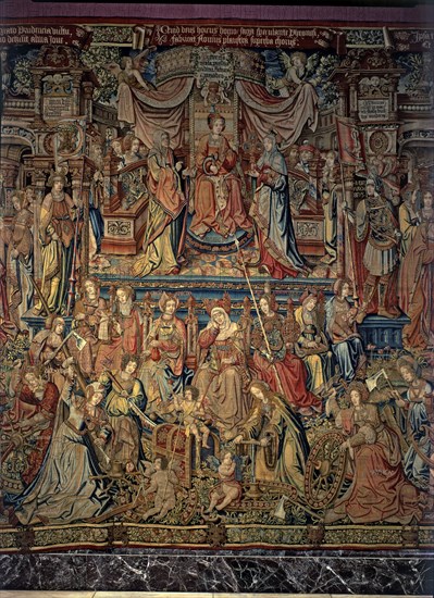 'Honours'. 'Prudence', central detail of the tapestry # 2 representing the cart of Prudence manu?