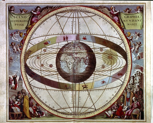 Macrocosm Harmony', engraving in the work 'Scenographia systematis mundani ptolemaici', 1661.