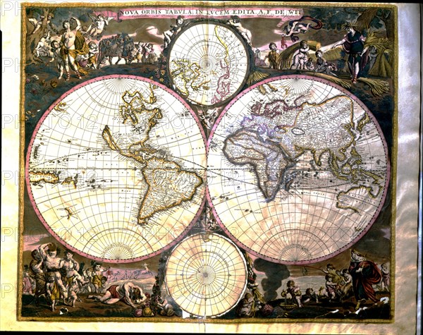 World map in 'Atlas' by Frederik de Wit.