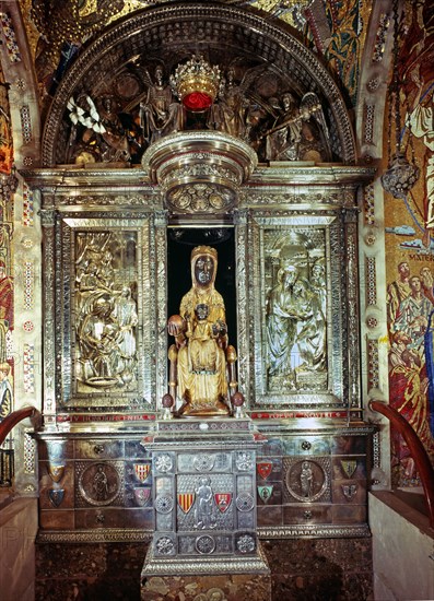 Room decorated with the image of the Virgin of Montserrat 'The Black Madonna' (The Moreneta) (1947).