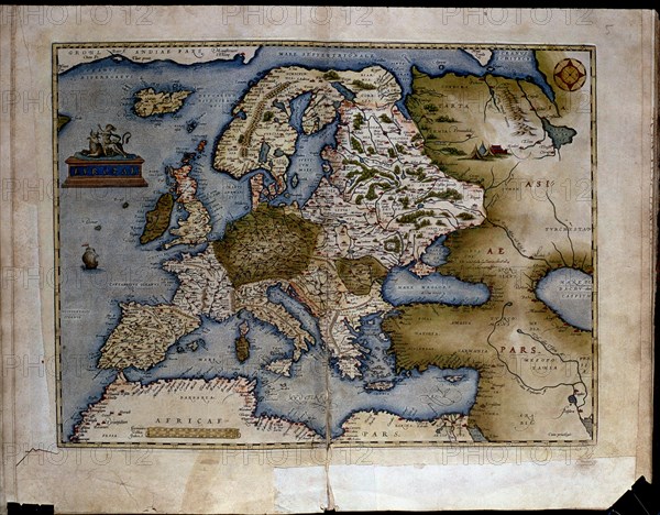 'Theatrum Orbis Terrarum' by Abraham Ortelius, Antwerp, 1574, map of the European continent.