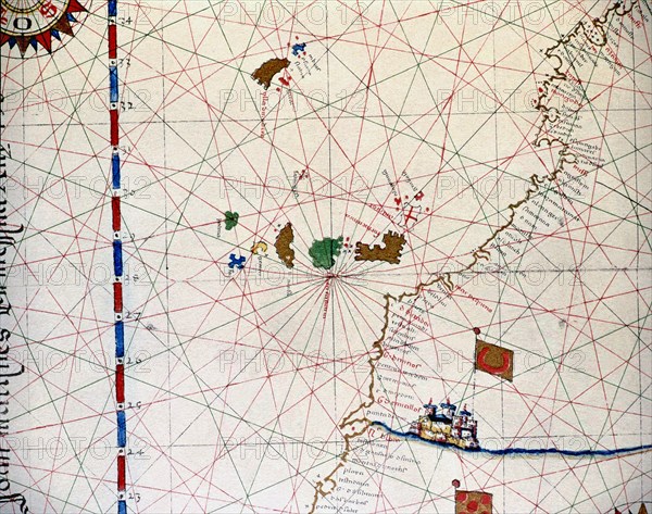 Atlas of Joan Martines, Messina, 1582. Portulan chart of the Canary Islands and the west coast of?