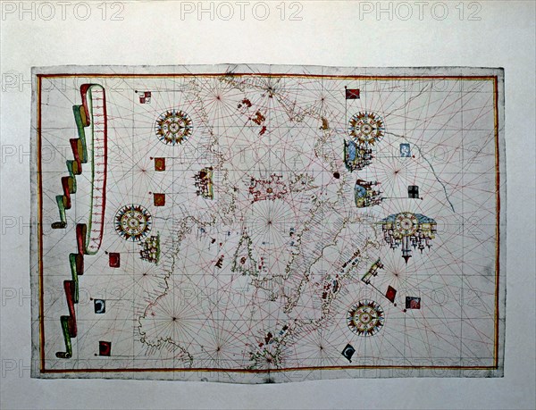 Atlas of Joan Martines, Messina, 1582. Portulan chart of the Mediterranean sea, with its islands,?