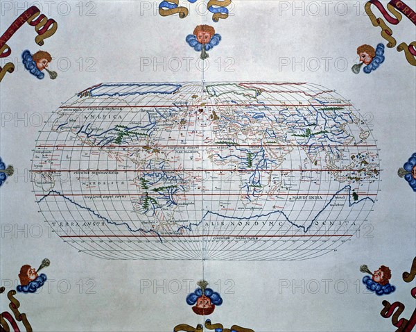 Atlas of Joan Martines, Messina, 1582. World map of the lands known in the 16th century.