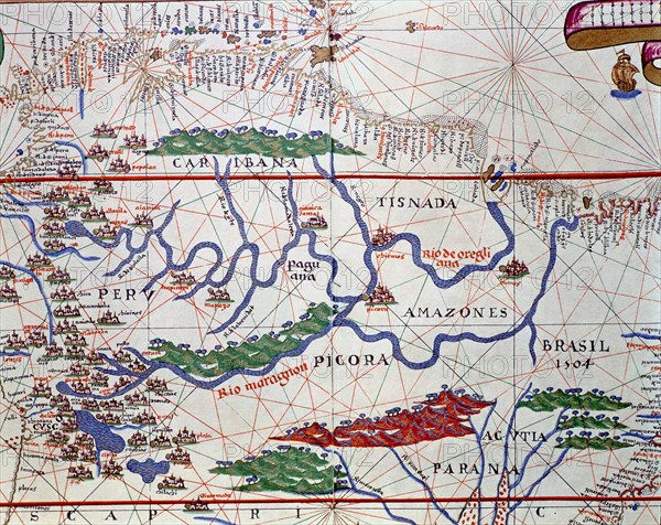 Atlas of Joan Martines, Messina, 1582. Portulan chart of the Amazon River with its basin in full ?