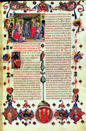 Alphonse III 'The Benign' (1327-1336) presiding the courts held in Montblanc, in 1330. Miniature ?