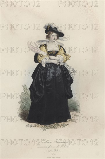 Helene Fourment, second wife of Rubens, engraving, 1870.